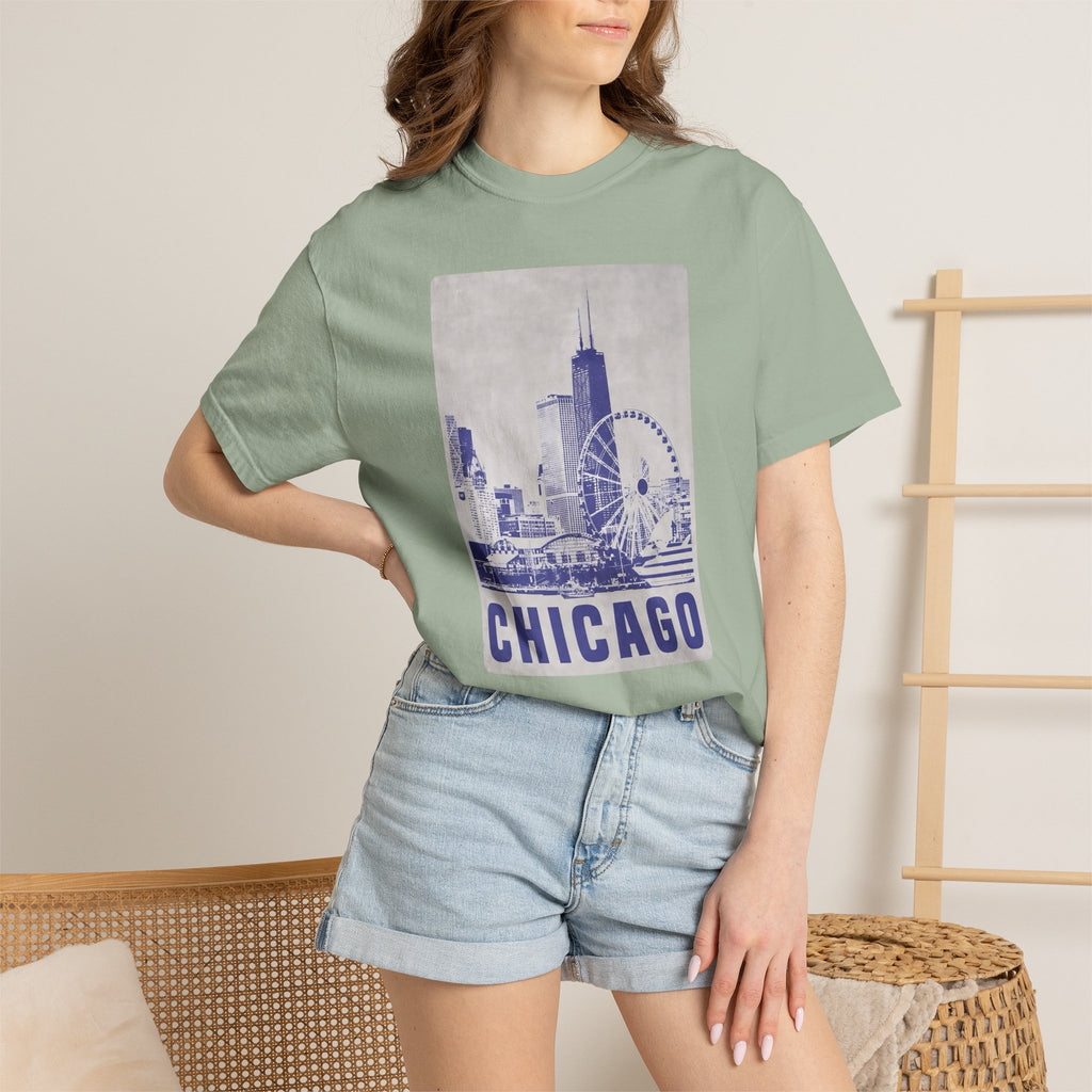 Chicago Patterned Typography Football Colors Graphic Tee