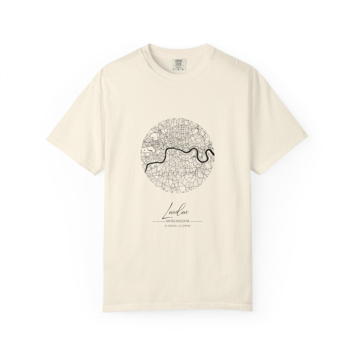 London Circular City Map Graphic Tee | Minimalist Thames River Map Design