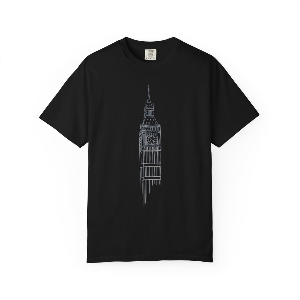 Big Ben Line Art Illustration Graphic Tee | London Clock Tower Sketch