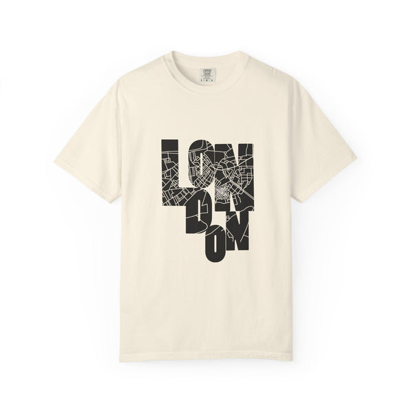 London Street Map Typography Graphic Tee | Bold City Map Lettering
