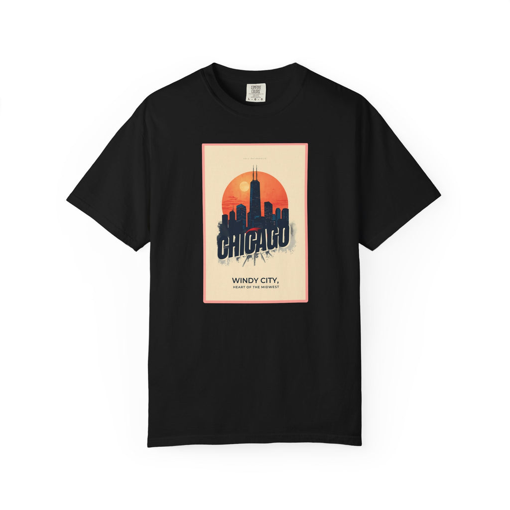 Windy City Chicago Retro Sunset Skyline Graphic Tee