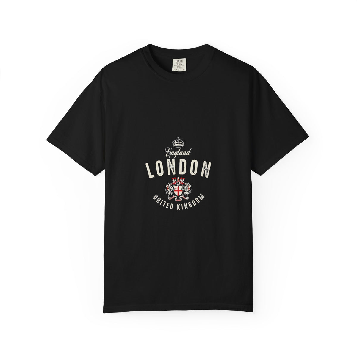 England London Vintage Crest Graphic Tee | Royal Crown Coat of Arms Design