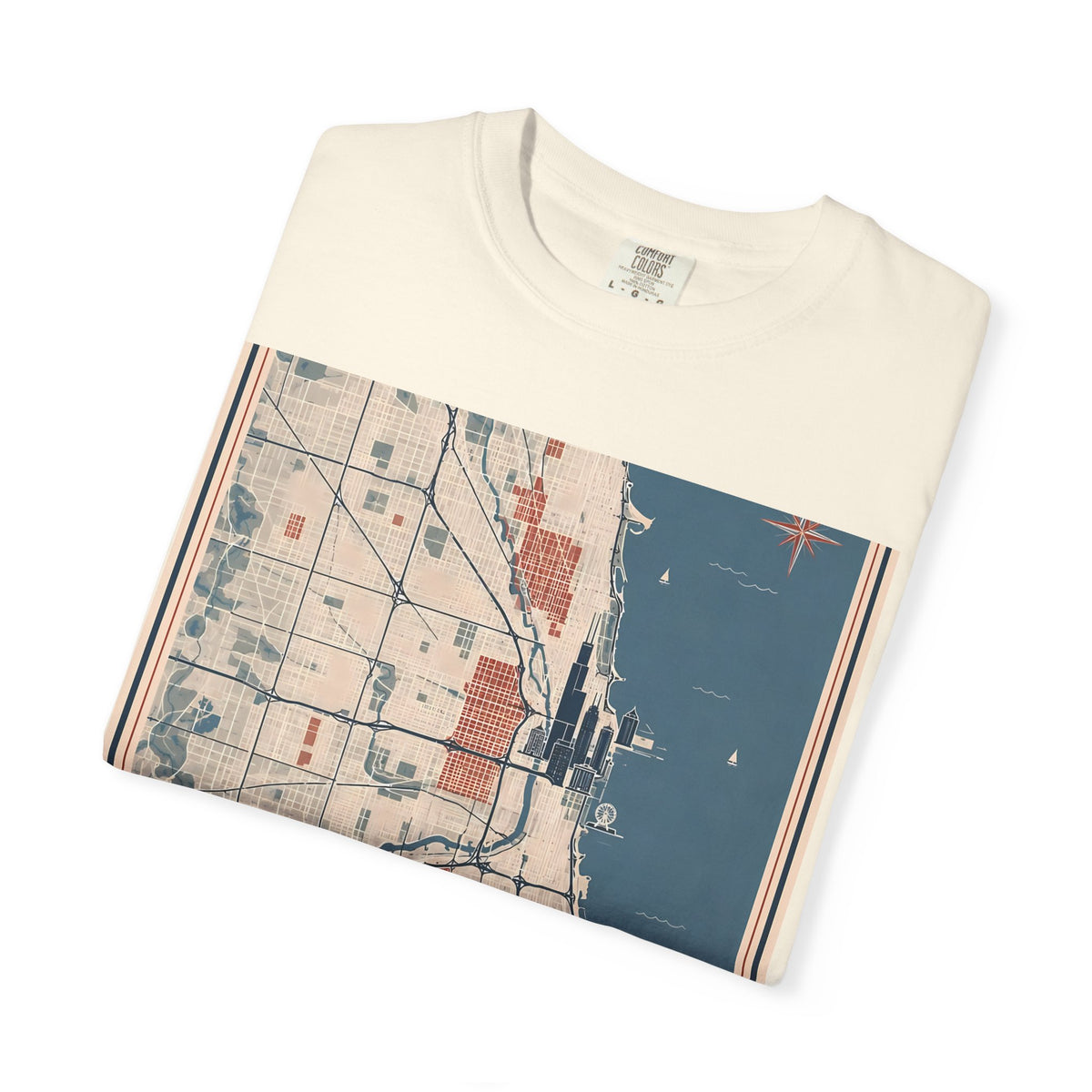 Chicago City Map Vintage Travel Poster Graphic Tee