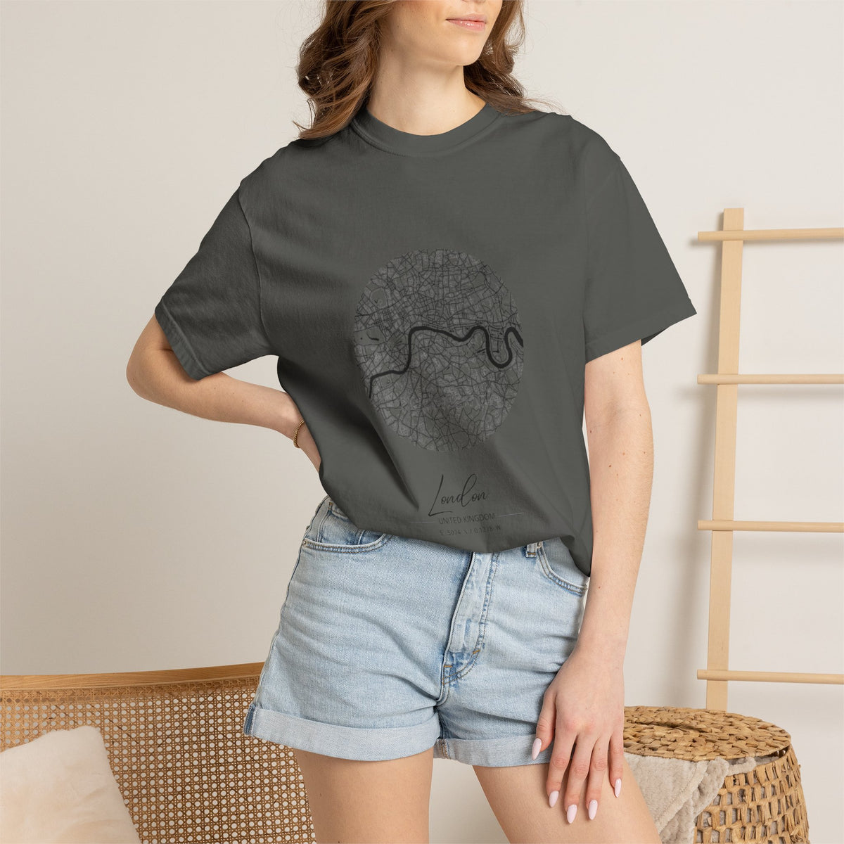 London Circular City Map Graphic Tee | Minimalist Thames River Map Design