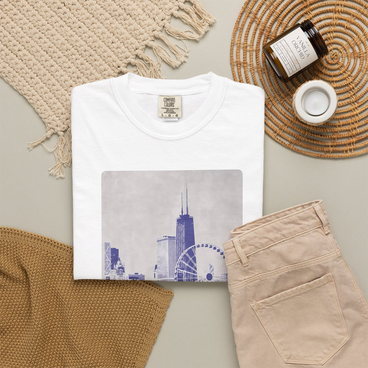 Chicago Patterned Typography Football Colors Graphic Tee
