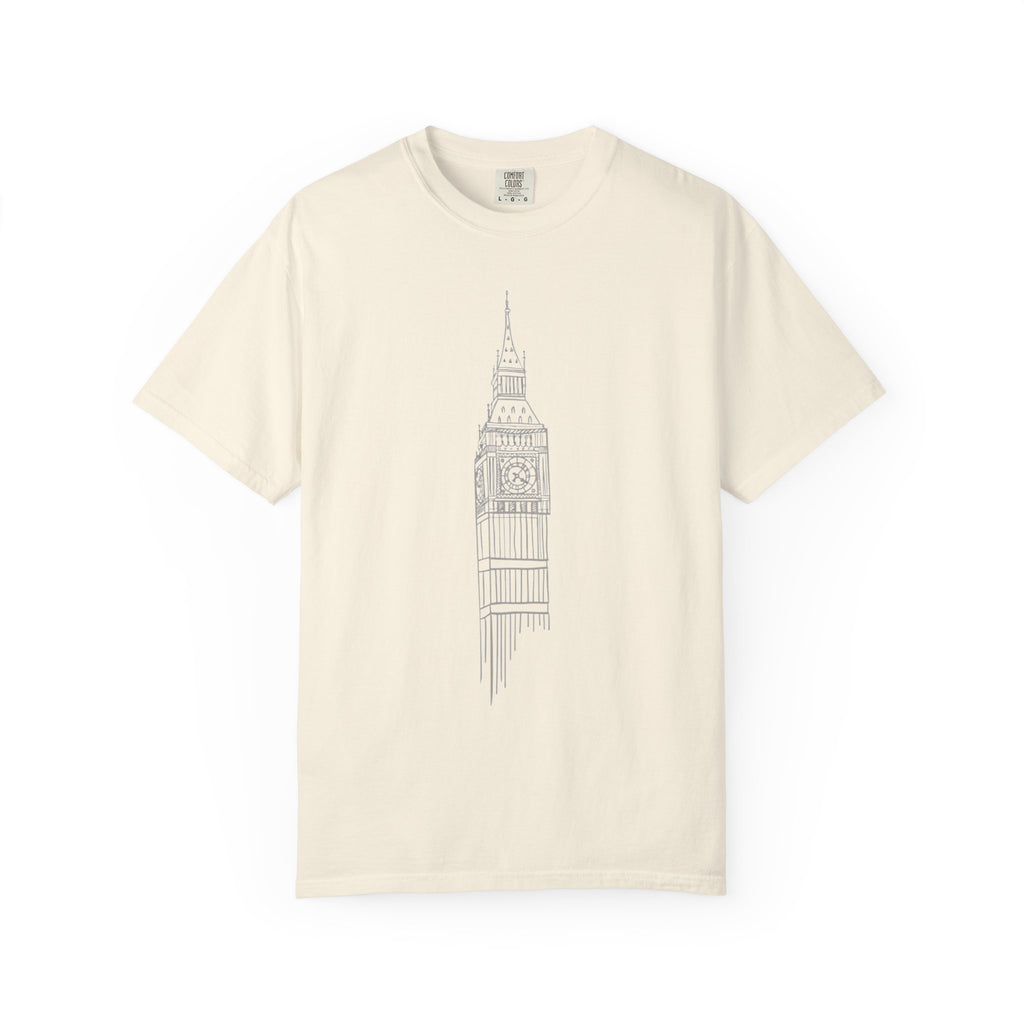 Big Ben Line Art Illustration Graphic Tee | London Clock Tower Sketch