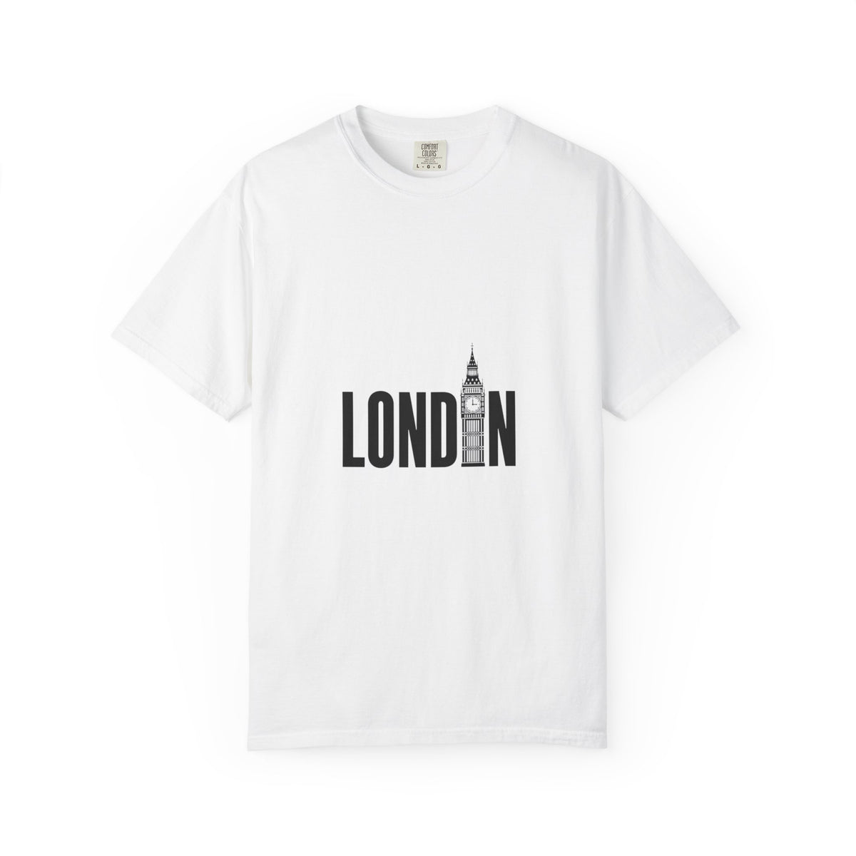 London Minimalist Big Ben Typography Graphic Tee | Black & White City Design