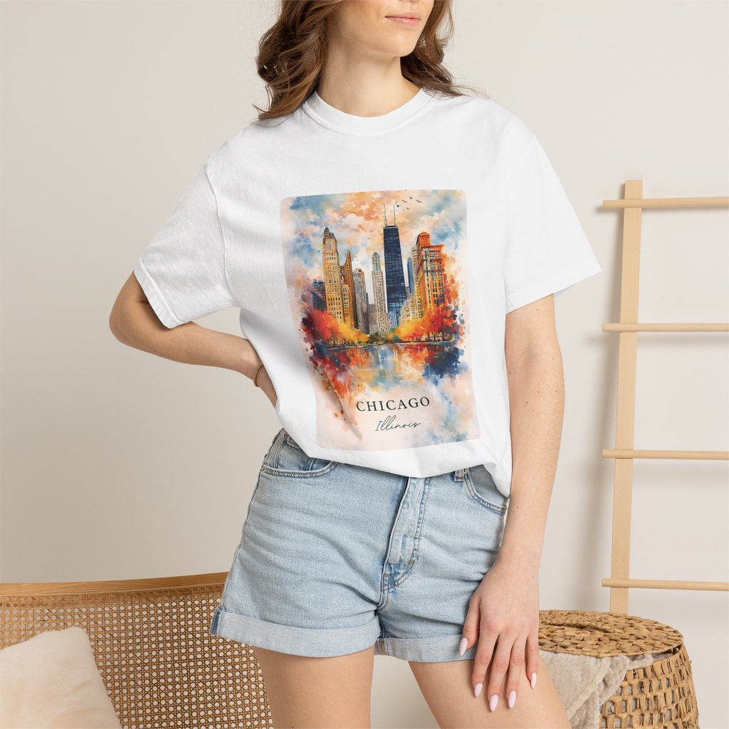 Chicago Skyline Blue Duotone Photo Graphic Tee