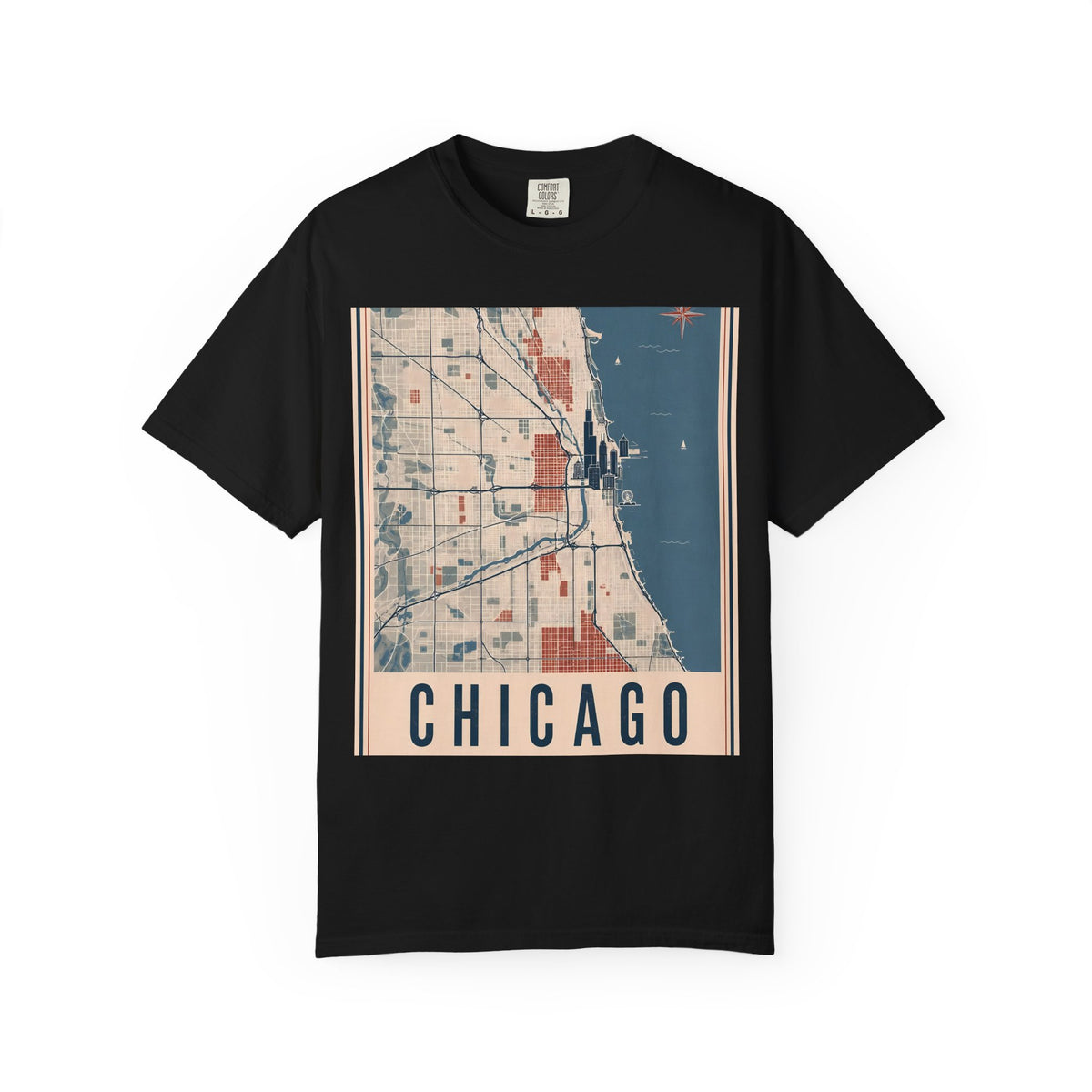 Chicago City Map Vintage Travel Poster Graphic Tee