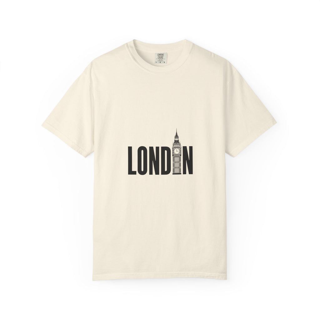 London Minimalist Big Ben Typography Graphic Tee | Black & White City Design