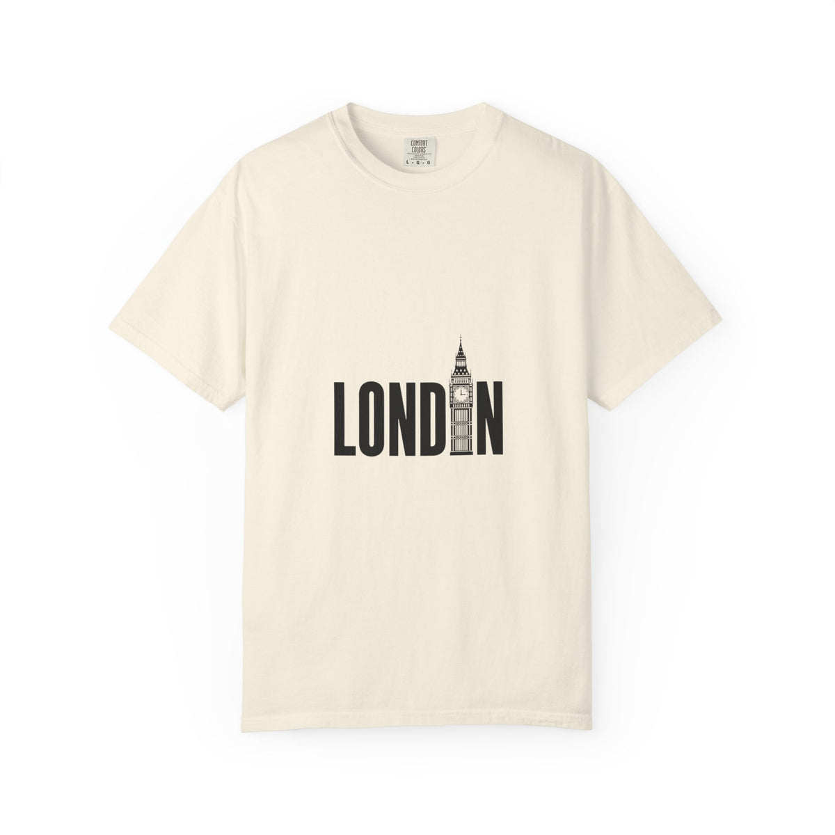 London Minimalist Big Ben Typography Graphic Tee | Black & White City Design