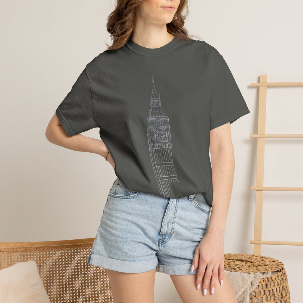 Big Ben Line Art Illustration Graphic Tee | London Clock Tower Sketch