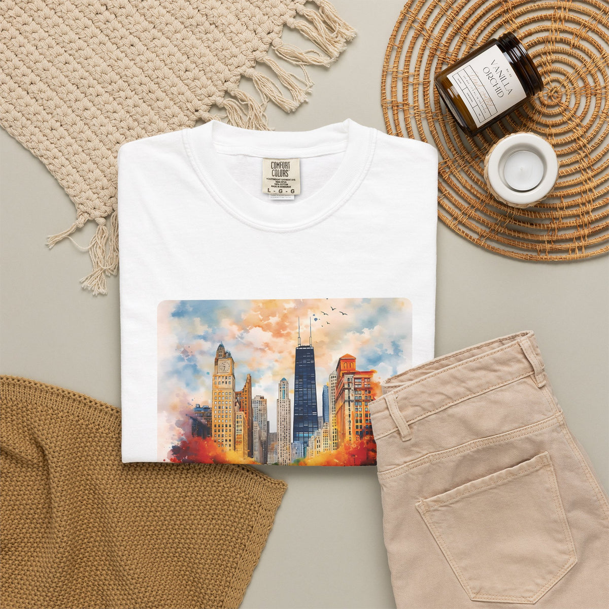Chicago Skyline Blue Duotone Photo Graphic Tee